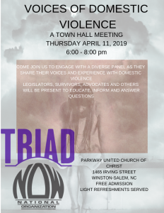 Voices of Domestic Violence Town Hall hosted by Triad NOW and Progress NC